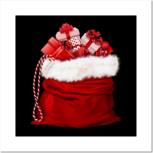 Merry Christmas Santa Bag Full Of Gifts Posters and Art